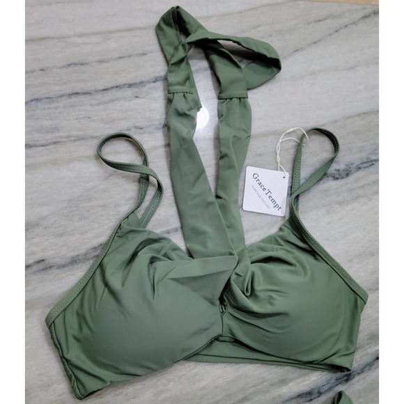 Grace Tempt Green High Waisted Bikini Set Small - Picture 2 of 10